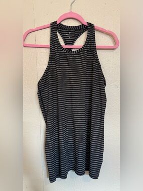 Athleta Black & Gray Striped Racerback Tank